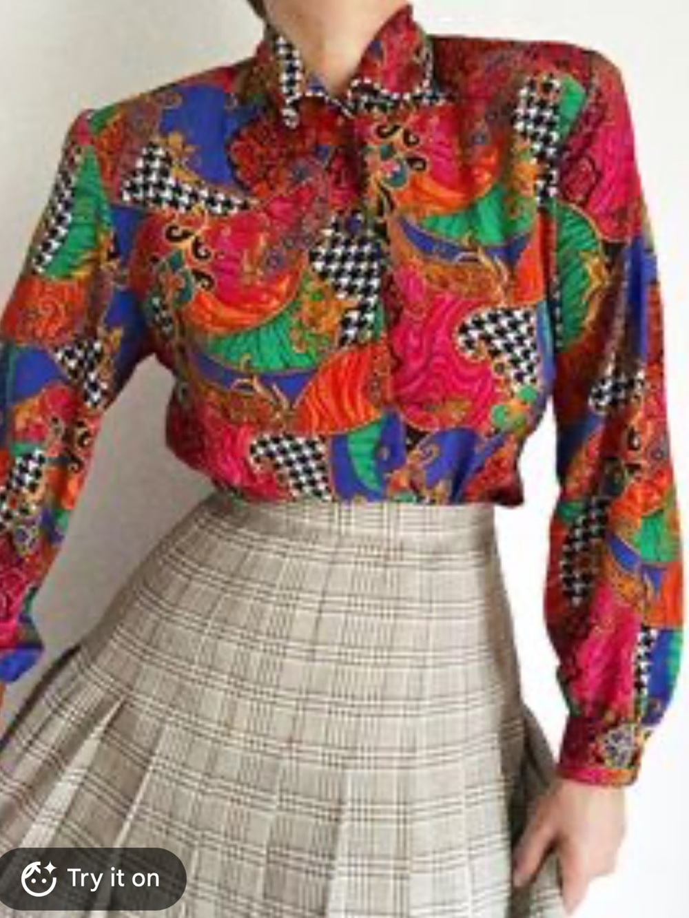 Vintage JOSEPHINE Multicolor Vintage-Inspired Paisley Button-Up Blouse size 12